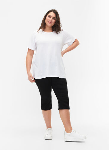 ZizziFLASH - denim capri broek met hoge taille en slanke pasvorm, Black, Model image number 0