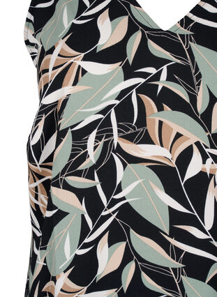 Zizzi Top floral avec col en V, Black w. Gr.Leaf AOP, Packshot image number 2