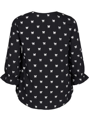 ZizziBlouse met strikjes en 3/4 mouwen, Black White Bow, Packshot image number 1