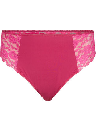 ZizziBraziliaans microfiber slipje met kant, Rumba Red, Packshot image number 0