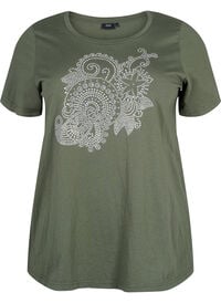 Katoenen T-shirt met strasmotief