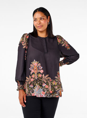 ZizziBlouse met paisley print, Black Paisley, Model image number 0