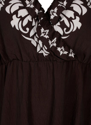 ZizziJurk van viscose met lange mouwen en print, Seal Brown, Packshot image number 2