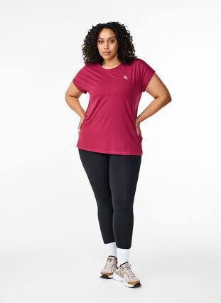 Zizzi T-shirt de sport uni, Anemone, Model image number 2