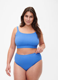 Bas de bikini à taille haute motif léopard, Palace Blue, Model