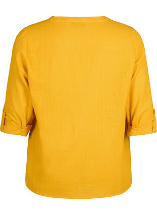 ZizziKatoenen overhemdblouse met V-hals, Golden Yellow, Packshot image number 1