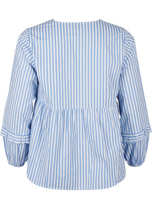 ZizziGestreepte blouse met open voorkant en geborduurde details, C. Blue White Stripe, Packshot image number 1