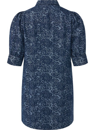 Zizzi Robe chemise en jean courte avec motif de rose, Denim Rose AOP, Packshot image number 1