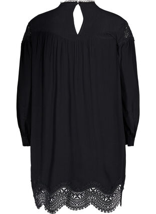 Zizzi Robe en viscose avec ornements brodés, Black, Packshot image number 1