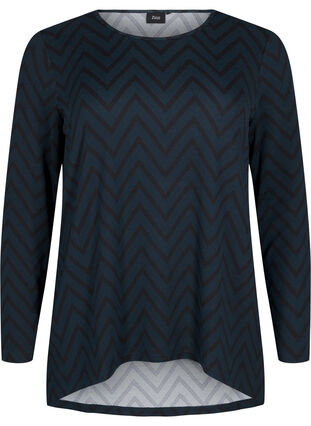 ZizziGebloemde blouse met lange mouwen, Scarab ZigZag, Packshot image number 0