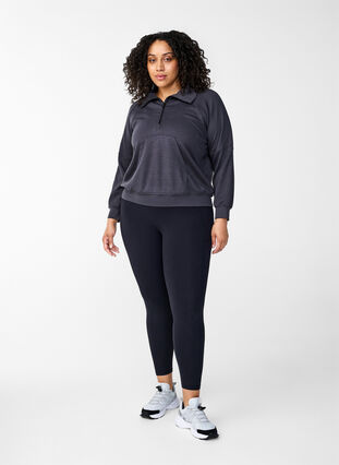 Zizzi Sweat sportif avec col montant et fermeture éclair, Asphalt, Model image number 2