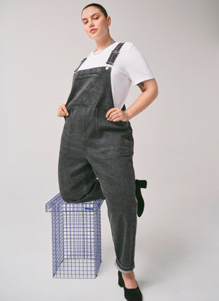 ZizziDenim overalls, Dark Grey Denim, Image image number 0