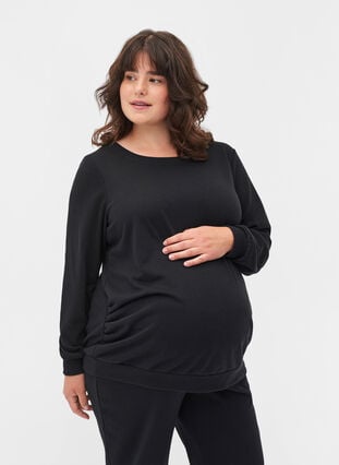 Pull de grossesse avec bords côtelés - Noir - Taille 42-60 - Zizzi