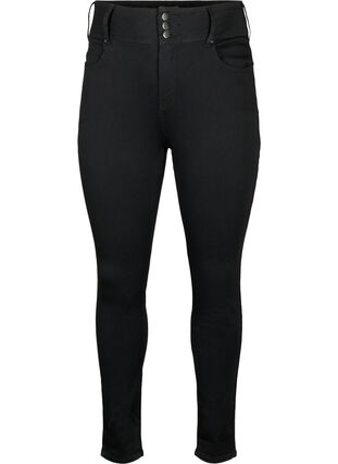 ZizziSuper slanke Bea jeans met extra hoge taille, Black, Packshot image number 0