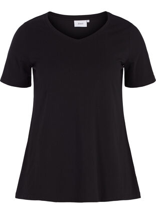 Zizzi T-shirt basique en coton de couleur unie, Black, Packshot image number 0