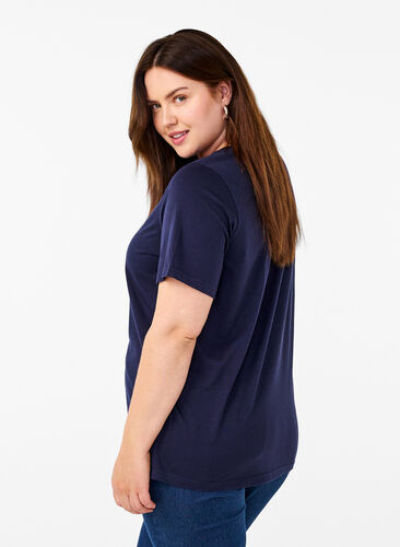 Zizzi FLASH – T-shirt imprimé, Navy B. Silver Faith, Model image number 1