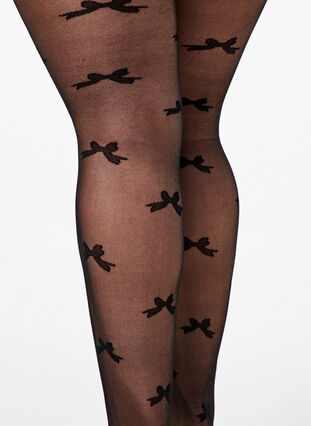 Zizzi Collants 30 deniers avec motif de nœud, Black, Model image number 2