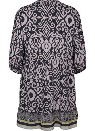 Zizzi Robe courte évasée et imprimée, Black AOP, Packshot image number 1