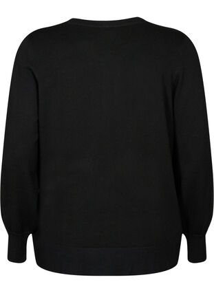 Zizzi Cardigan en tricot avec col rond et boutons, Black, Packshot image number 1