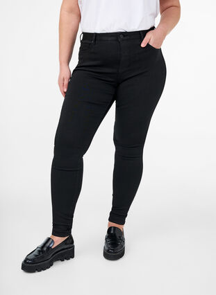 ZizziStay black Amy jeans met hoge taille, Black, Model image number 2