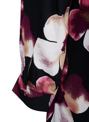 Zizzi Robe en viscose avec imprimé et manches longues, Black Pink FlowerAOP, Packshot image number 3