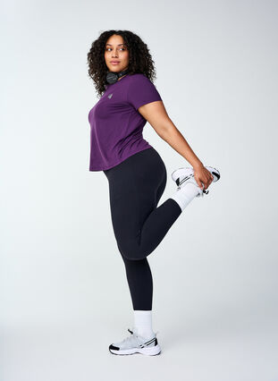 ZizziSlim fit sport T-shirt met ronde hals, Purple Pennant, Image image number 0