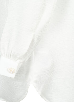ZizziLang shirt met parelknopen, Bright White, Packshot image number 3