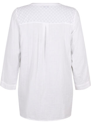 ZizziKatoenen tuniek met broderie anglaise, Bright White, Packshot image number 1