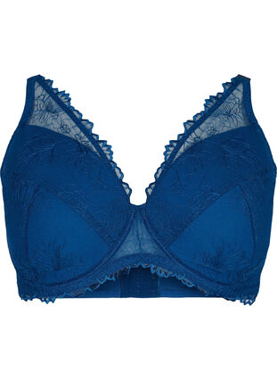 Zizzi Soutien-gorge en dentelle avec armatures et rembourrage, Blue Opal, Packshot image number 0