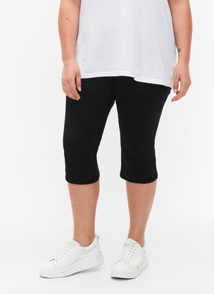 ZizziFLASH - denim capri broek met hoge taille en slanke pasvorm, Black, Model image number 2