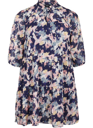 Zizzi Tunique à imprimé floral et lurex, Night Sky AOP Flower, Packshot image number 0