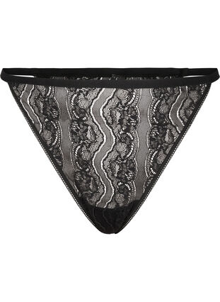 ZizziKanten G-string met elastische taille, Black, Packshot image number 0