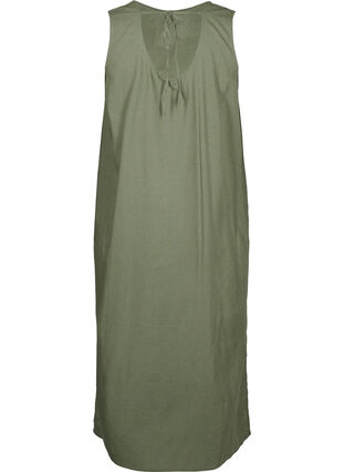 Robe sans manches en mélange de coton avec du lin, Deep Lichen Green, Packshot image number 1