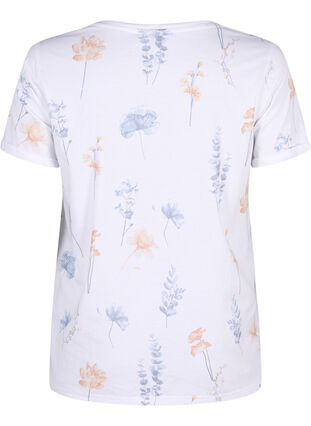 ZizziT-shirt van biologisch katoen met bloemenprint, White W. Blue flower, Packshot image number 1