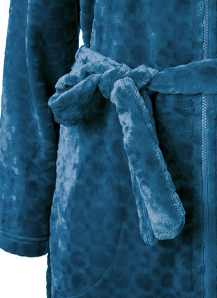 Zizzi Robe de chambre à motifs avec fermeture éclair et poches, Blue Coral, Packshot image number 2