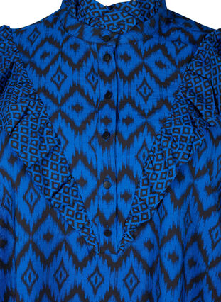 ZizziViscose shirt blouse met franjes, True blue w. Black, Packshot image number 2