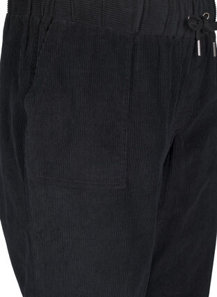 Zizzi Pantalon en velours côtelé avec ceinture élastique, Black, Packshot image number 2