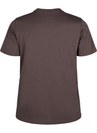 ZizziBasic katoenen T-shirt met ronde hals, Chocolate Martini, Packshot image number 1