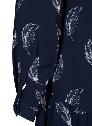 ZizziMidi jurk met lange mouwen, Navy B. Feather AOP, Packshot image number 3