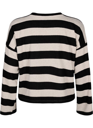 ZizziBlouse met lange mouwen en strepen, Bl. Beige Mel.Stripe, Packshot image number 1