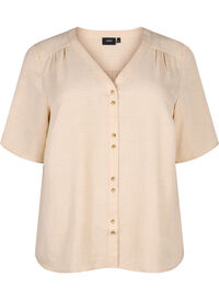 Overhemd blouse met V-hals en korte mouwen