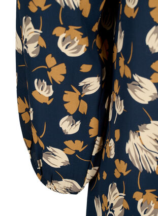 Zizzi FLASH - Robe à manches longues avec imprimé floral, Navy Brown Flower, Packshot image number 3