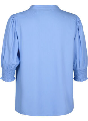 ZizziViscose blouse met smok en ruches, Cornflower Blue, Packshot image number 1