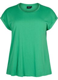 T-shirt met korte mouwen van katoenmix, Kelly Green, Packshot