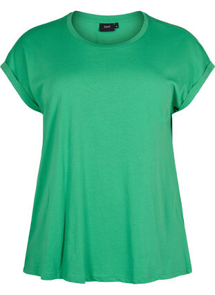 ZizziT-shirt met korte mouwen van katoenmix, Kelly Green, Packshot image number 0