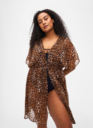 ZizziStrand kimono met print., Leopard, Model image number 2