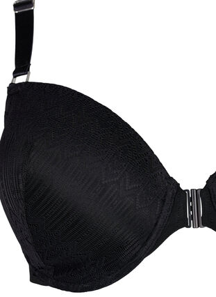 Zizzi Soutien-gorge moulé à dentelle et à fermeture avant, Black, Packshot image number 2