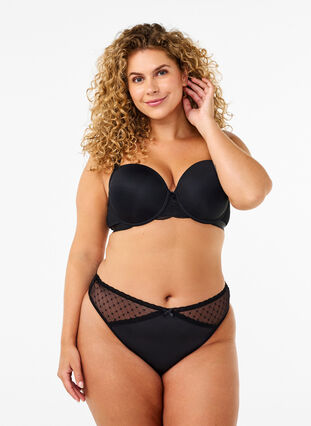 Zizzi2-pack string met mesh, Black, Model image number 0