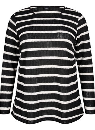 ZizziBlouse met strepen en lange mouwen, Black Sand Stripe, Packshot image number 0