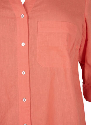 ZizziShirtblouse met knoopsluiting van katoen-linnenmix, Living Coral, Packshot image number 2